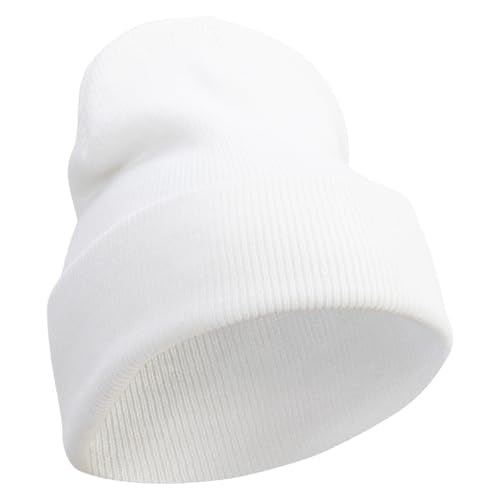 e4Hats.com 12 inch Cuffed Knit Long Beanie - color: White