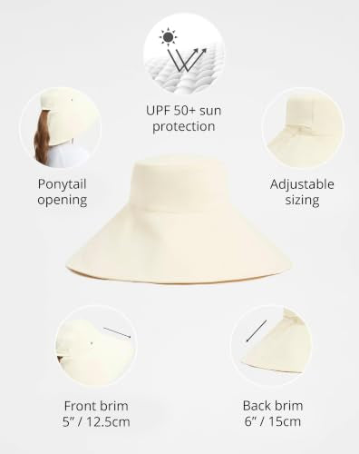 Solbari Women's Ultra Wide Brim Hat UPF 50+ - color: Vanilla / Beige, size: Small-Medium