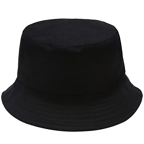 Unisex Bucket Hat Beach Sun Hat Aesthetic Fishing Hat for Men Women Teens, Reversible Double-Side-Wear - color: Black