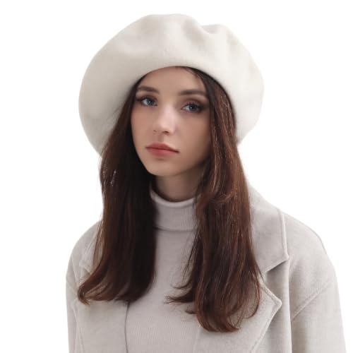 French Wool Beret Hats for Women Man - color: Xl-white