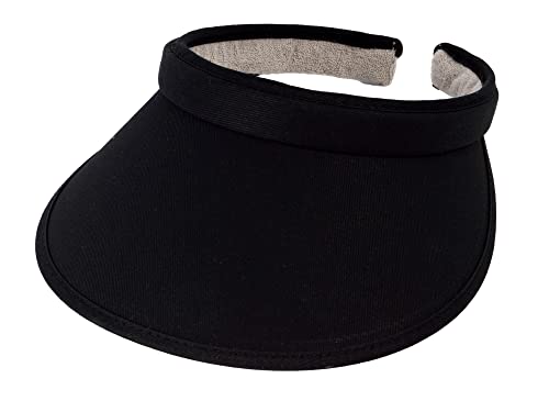 TOP HEADWEAR Sports Cotton Twill Clip-On Visor 3.5 Inch Wide Brim - color: Black