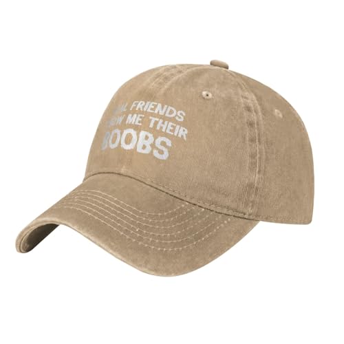 Funny Cap Real Friends Show Me Their Boobs Hat for Women Dad Hat Graphic Hat - color: Natural