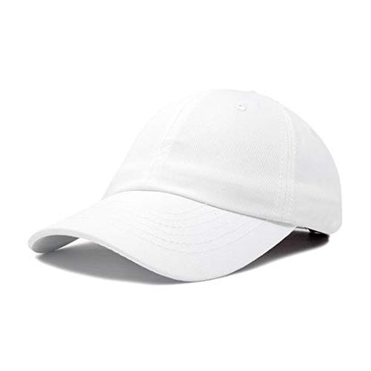 DALIX Baseball Cap Dad Hat Plain Men Women Cotton Adjustable Blank Unstructured Soft - color: White