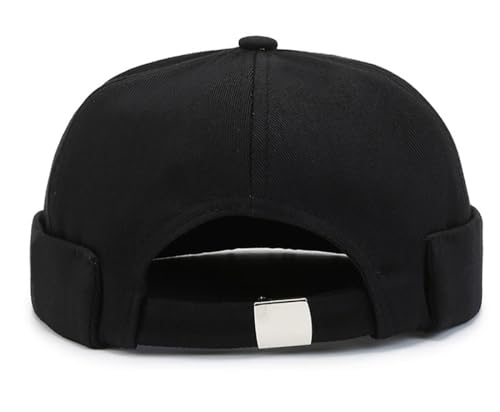 DIYDECAL 3 Pack Mens Brimless Skullcap Sailor Docker Cap Rolled Cuff Retro Beanie Hat - color: Black