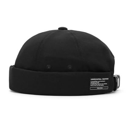 UNDERCONTROL Brimless Sailor Fisherman Leon Hat No Visor Miki Skull Docker Beanie Trawler Tactical Ring Cap for Men & Women - color: Black