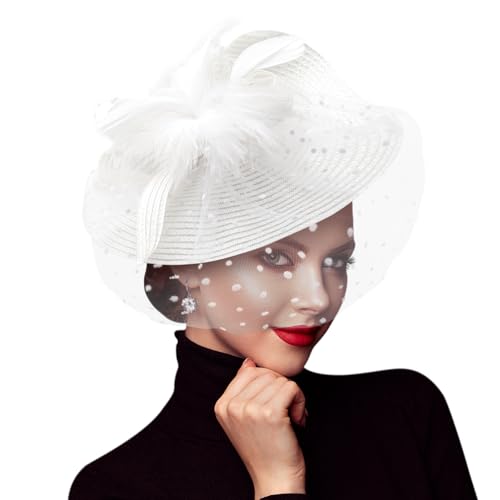 AQOKKA Women Fascinators Hats Flower Fascinators with Headband and Clip Tea Party Headwear for Women and Girls - color: 1 Pc A: White a