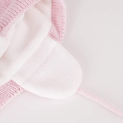 Baby Toddler Beanie Earflap Winter Hat Fleece Lined Knit Cap Girls Boy - color: Pink, size: 1-2T