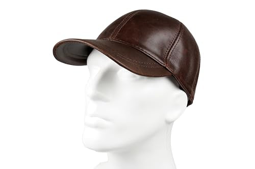 Genuine Leather Unisex Baseball Cap - color: Dark Brown