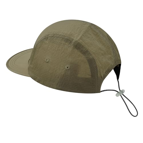 Croogo Short Brim Baseball Cap Flat Bill 5 Panel Hat Mesh Quick Drying Caps - color: Khaki