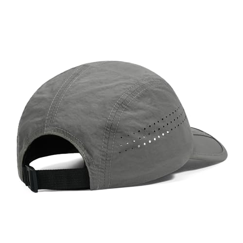 Clakllie Quick Dry 5 Panel Cap for Men Summer Folding Outdoor Hat Breathable Baseball Cap Unstructured Running Hiking Hats - color: Bs26zd01-mediumgray
