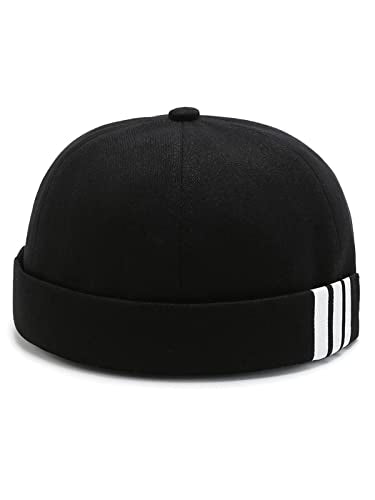 Dome Brimless Docker Cap Sailor Beanie Cap Visorless Hat for Men & Women - color: Black