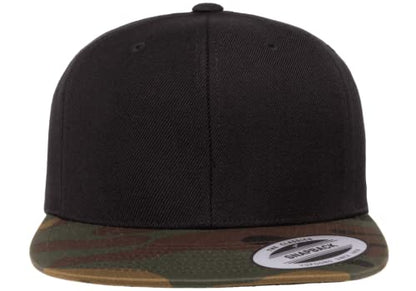 Mrlahat 6089 Yupoong Yp by Flexfit 6-Panel Structured Flat Visor Classic Snapback Cap with Black Bandana - color: Black / Camo