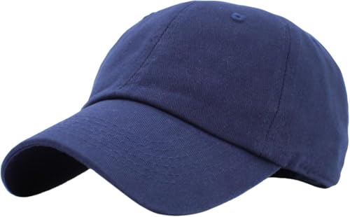 KBETHOS Classic Unisex Cotton Adjustable Low Crown Baseball Cap – Plain Dad Hat - color: Navy (1 Pack)
