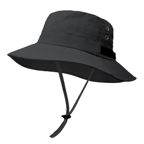 Sun Bucket Hat for Men Women Fishing Beach Safari Hats for Golf Hiking Hunting Outdoor UPF 50+ - color: Black