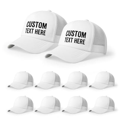 10 Pack Blank Trucker Hats Bulk, Plain Baseball Hats for DIY Heat Transfer Vinyl HTV Embroidery Team Events - color: White