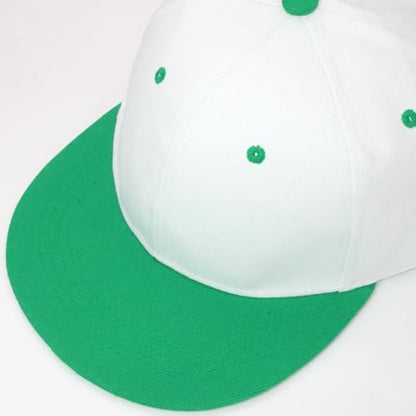 Snapback Hat Flat Bill Visor Hats Adjustable Hip Hop Baseball Cap for Women Men - color: White Green