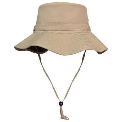 Bucket Hat UV Protection Sun Hat, Boonie Fishing Safari Hats for Outdoors - color: Beige-olive Inner