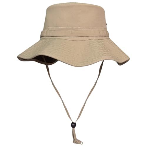 Bucket Hat UV Protection Sun Hat, Boonie Fishing Safari Hats for Outdoors - color: Beige-olive Inner