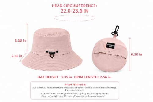 Packable Outdoor Bucket Hat – Lightweight Waterproof Quick-Dry Sun Hat for Hiking & Fishing - color: Pink