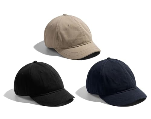 Adjustable Mens and Womens Sun Hat Short Brim Baseball Cap - color: Khaki+black+navyblue