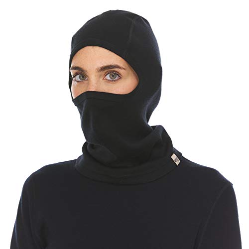 100% Merino Wool - Heavyweight Balaclava - Cold Weather Ski Face Mask - color: Black