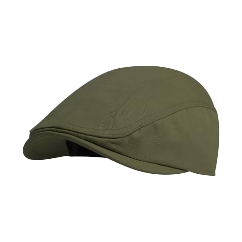 Newsboy Cap for Men 100% Cotton Mens Flat Hats Newsies Hat Classic Irish Gatsby Ivy Cabbie Golf Hats - color: Green, size: Medium-Large