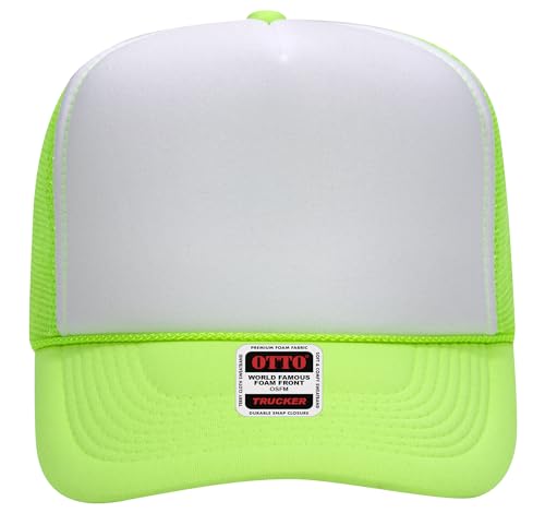 BROTHER TRUCKERS The World's Greatest Neon Colored Trucker Hat Blanks - Wholesale Bulk Unisex Snapback Hats - color: Neon Green/White/Neon Pink