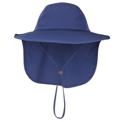 Connectyle UPF 50+ Sun Hat with Neck Flap Wide Brim Bucket Hats Breathable Fishing Hiking Gardening Safari Hat for Men Women - color: Navy Blue