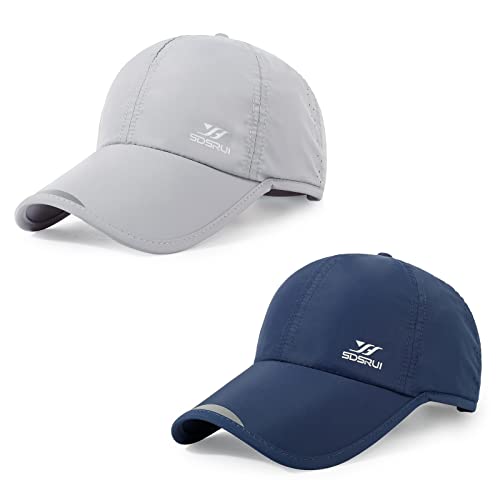 Running Hat Mesh Quick Dry Hat Baseball Cap for Women Men - color: Navyblue+lightgrey 2