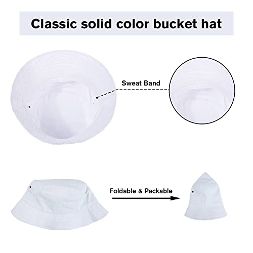 Washed Cotton Bucket Hats Packable Summer Beach Cap for Men Women - color: Ce-bh-khaki-white-red