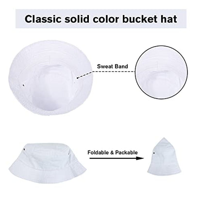 Washed Cotton Bucket Hats Packable Summer Beach Cap for Men Women - color: Ce-bh-khaki-white-red