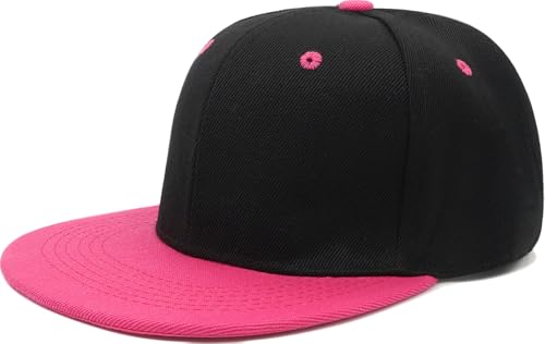 Snapback Hat Flat Bill Visor Hats Adjustable Hip Hop Baseball Cap for Women Men - color: Black Rose Red