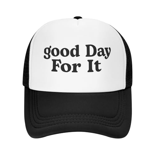 Funny Trucker Hats for Women Country Women's Trucker Hats Breathable Mesh Summer Caps Adjustable Pink Hats - color: Good Day for It-black