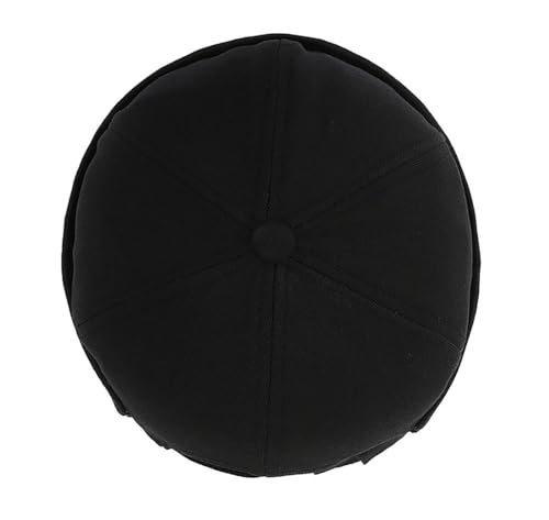 Mens Docker Cap – Brimless Beanie Skull Cap Retro Rolled Cuff Adjustable Cotton - color: Black
