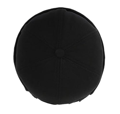 Mens Docker Cap – Brimless Beanie Skull Cap Retro Rolled Cuff Adjustable Cotton - color: Black