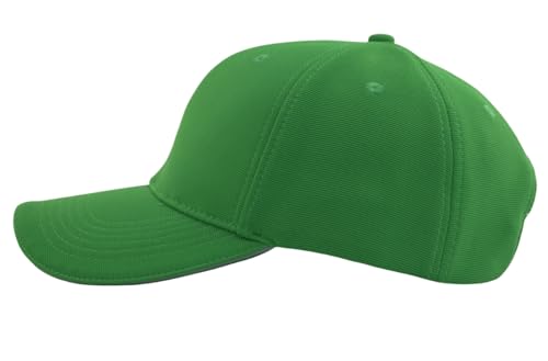 TSSGBL Men's Plain Baseball Hat - OSFM & XXL Big Head Fit，Adjustable Structured Ball Cap with Reflective Sandwich Brim - color: Kellygreen, size: X-Large-XX-Large