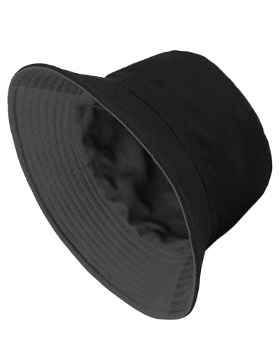 Gelante Reversible Bucket Hat for Men and Women - Cotton, Outdoor Sun Protection Bucket Hats. - color: Dark Gray/Black