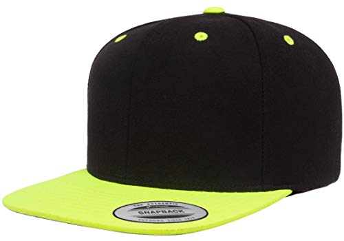 Flexfit Unisex Adult Yp Classics Premium Snapback Cap – 2-Tone - color: Black/Neon Green