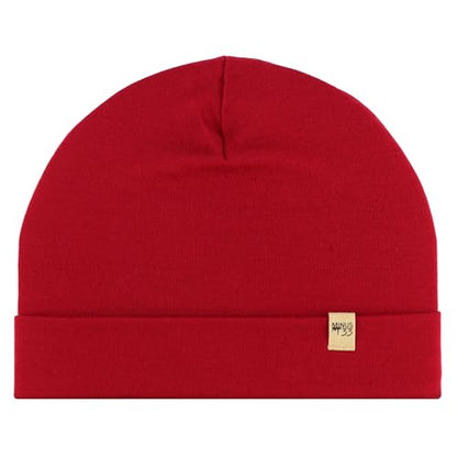 100% Merino Wool Cuff Beanie - Warm Winter Hat - Novelty Beanie - Toque - color: True Red