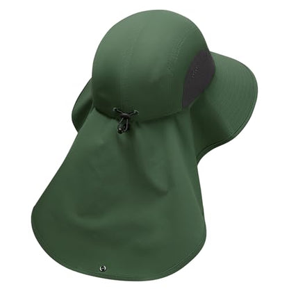UPF 50+ Foldable Sun Hats Wide Brim with Large Neck Flap for Men Women UV Protection Gardening Fishing Beach Hat - color: Pack of 2, Light Grey & Green