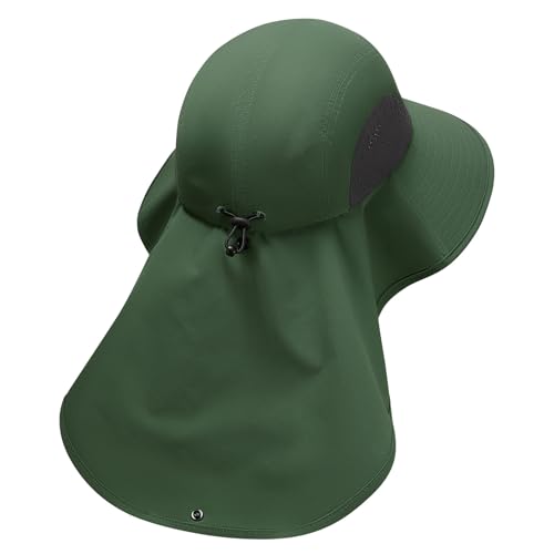 UPF 50+ Foldable Sun Hats Wide Brim with Large Neck Flap for Men Women UV Protection Gardening Fishing Beach Hat - color: Pack of 2, Light Grey & Green