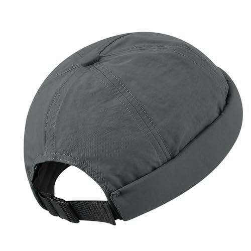 Clakllie Quick Dry Brimless Docker Cap for Men Summer Beanie Sailor Skullcap Lightweight Waterproof Adjustable No Brim Hat - color: S-ct81-grey