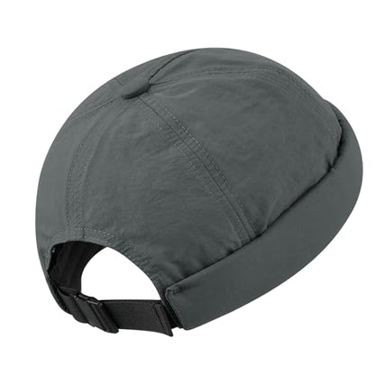 Clakllie Quick Dry Brimless Docker Cap for Men Summer Beanie Sailor Skullcap Lightweight Waterproof Adjustable No Brim Hat - color: S-ct81-grey