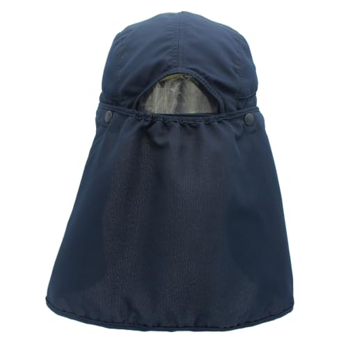 Hat with Neck Protection Detachable Multi-Purpose Summer Sun Hat Sun Protection Breathable Quick Dry UV Protection - color: Navy Blue, size: Large