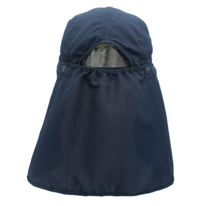 Hat with Neck Protection Detachable Multi-Purpose Summer Sun Hat Sun Protection Breathable Quick Dry UV Protection - color: Navy Blue, size: Large