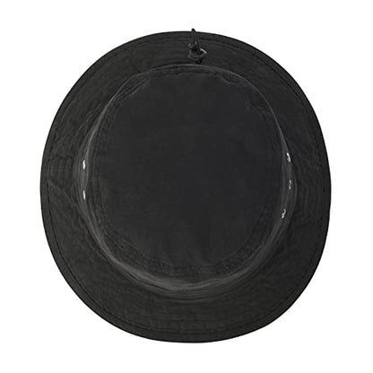 VOBOOM Men Cotton Washed Bucket Hat Packable Boonie Sun Protection Visor Cap - color: Black