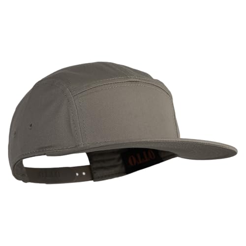 5 Panel Superior Cotton Twill Flat Bill Camper Cap - color: Dark Khaki
