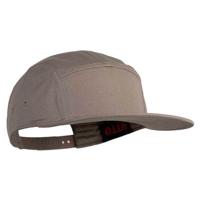 5 Panel Superior Cotton Twill Flat Bill Camper Cap - color: Dark Khaki