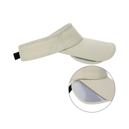 Summer Sun Visor Hat with Retractable Brim, Sun Golf Visor Hats Beach Hats for Men Women - color: Khaki