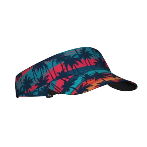 Sports Sun Visor Hats Adjustable Men Women Lightweight Packable Cooling Empty Top Visor Hat for Running, Tennis, Golf - color: Palm Colorful Hawaii Palms Summer, size: 1